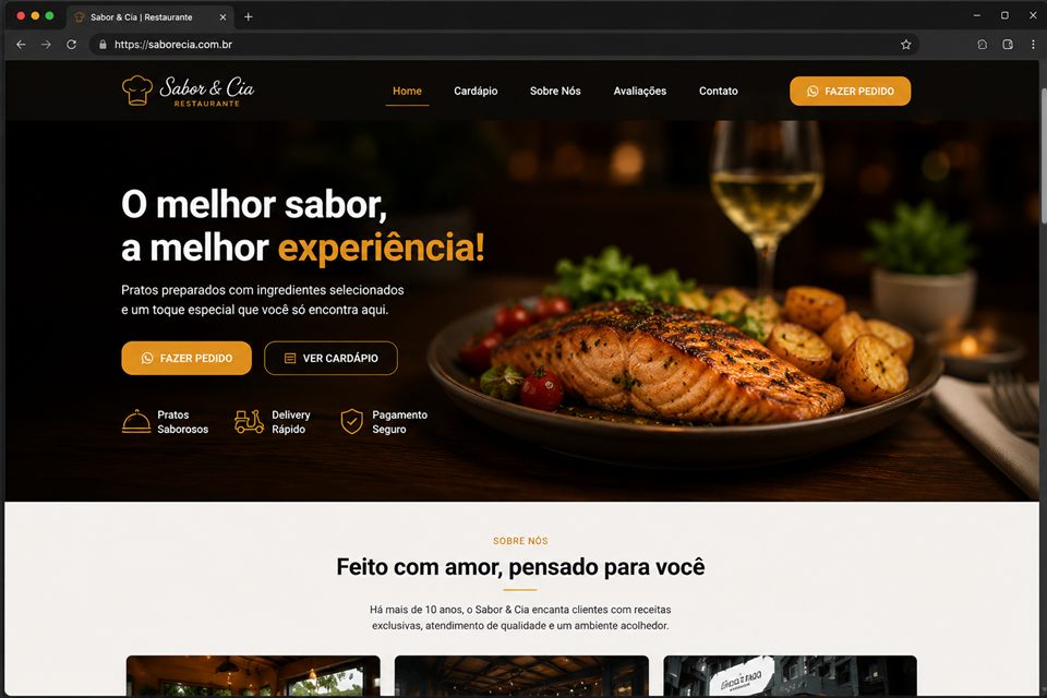 Site do restaurante Sabor & Cia